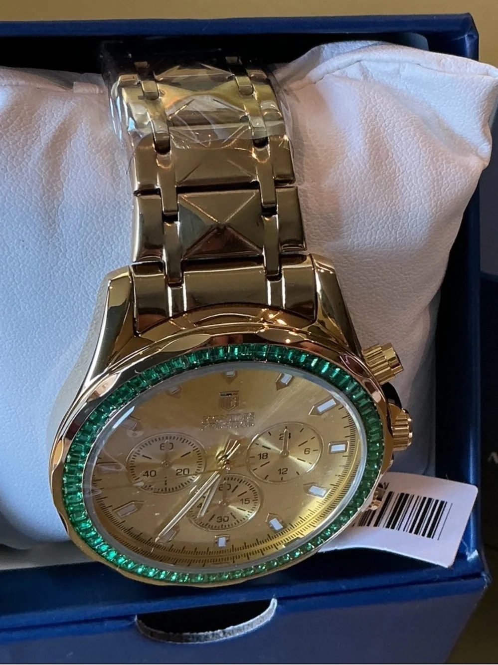 Invicta Gold Chronograph Watch with Green Bezel - MPW-0340